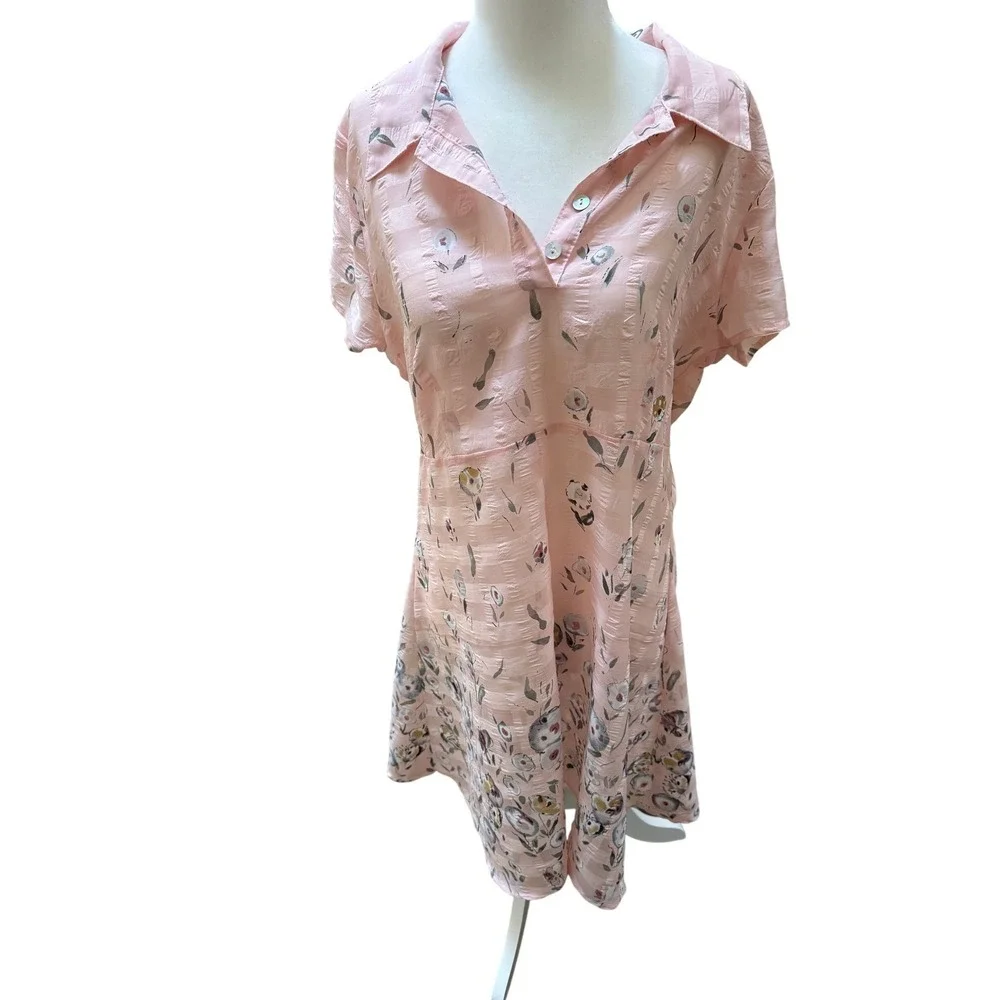 Pink Floral Midi Tie Back Tea Dress‎ M-L Twee Weddings Easter Tea Party